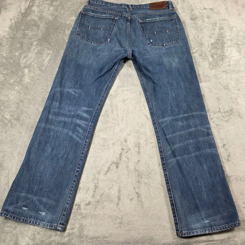 Polo Ralph Lauren Jeans Mens 32X30 Blue Vintage 67 Distressed Straight Leg Denim